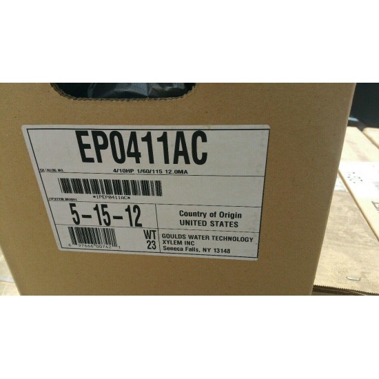 Goulds EP0411AC, EP0411A, 4/10 HP, 115V Sub Effluent Pump 3/4
