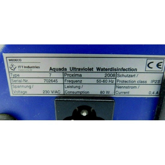 Wedeco Type 7 Proxima 2008 Control Boxes Aquada Ultraviolet Water Disinfection