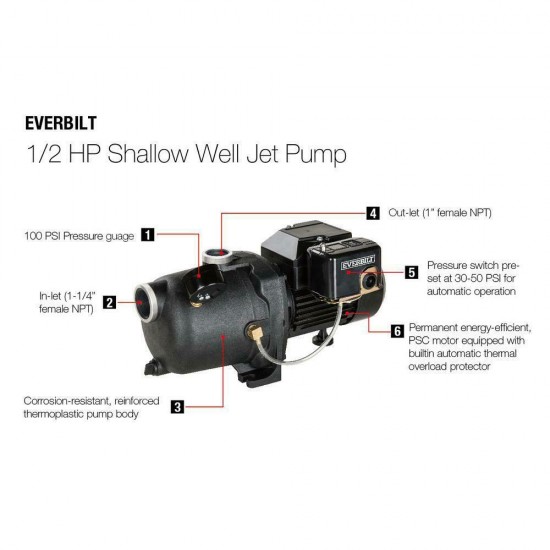Everbilt Shallow Well Jet Pump 1/2 HP