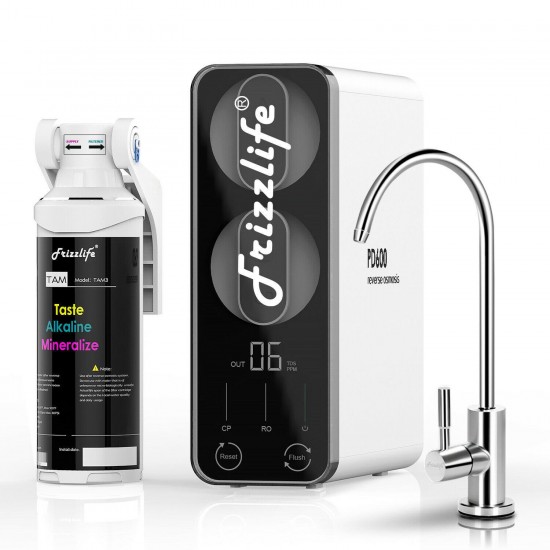 Frizzlife Reverse Osmosis Under Sink Water Filter System 600GPD Alkaline 6-stage