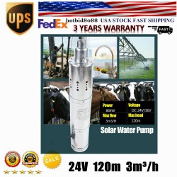 864W 3m3/h Solar Submersible Deep Well Water Pump Well Garden Irrigation 120m US