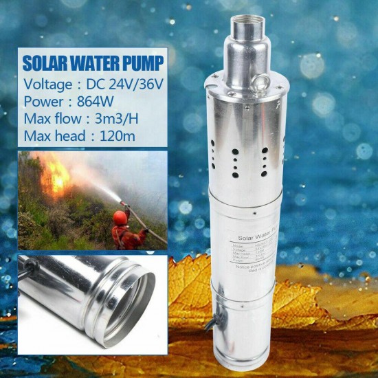 864W 3m3/h Solar Submersible Deep Well Water Pump Well Garden Irrigation 120m US