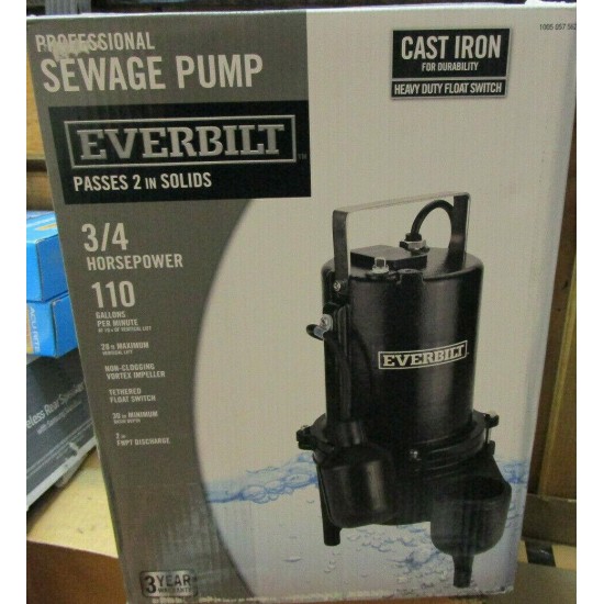 EVERBUILT PROFESSIONAL SEWAGE PUMP 3/4 HORSEPOWER