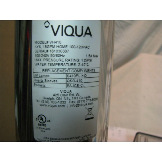 Viqua VH410 UV DISINFECTION SYSTEM  Complete with sensor, lamp, sleeve, manual