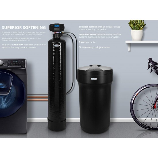 Aquasure Water Softener System Whole House Digital, 1-2 Bathrooms 32,000 Grains