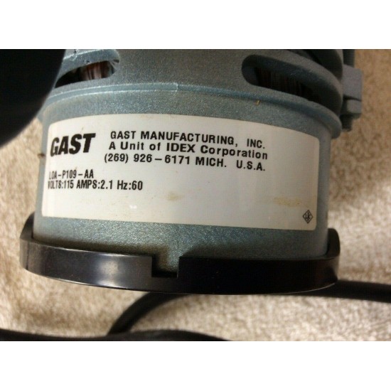GAST Air Pump with Grid Products Water Flow Switch attached & Mounting Bracket