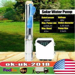 3'' FARM RANCH SOLAR SUBMERSIBLE WATER PUMP BORE HOLE DEEP WELL PUMP NEW USA!