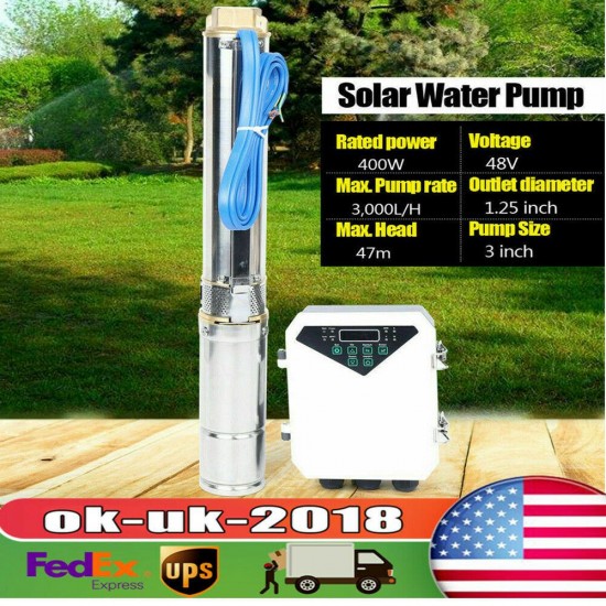 3'' FARM RANCH SOLAR SUBMERSIBLE WATER PUMP BORE HOLE DEEP WELL PUMP NEW USA!