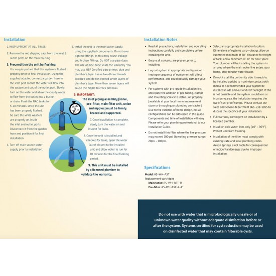 Austin Springs by Aquasana Salt-Free Water Filtration Softener Whole House Tank