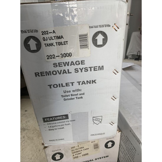 Zoeller Ultima Sewage Removal COMPLETE SYSTEM tank, bowl, & 1/2 HP Grinder pump
