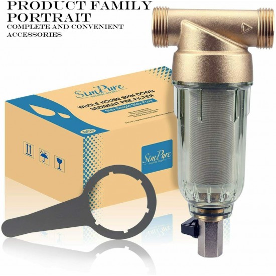 10 Set Reusable Spin Down Whole House Sediment Water Filter System 40 Micron