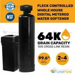 FLECK Controlled Whole House Digital Metered Water Softener System - 64K Grains
