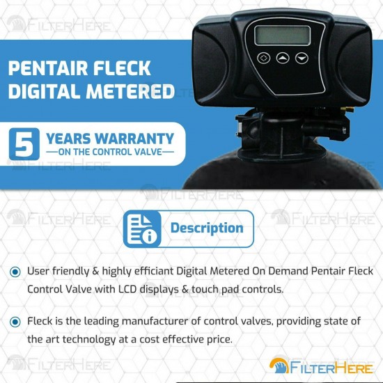 FLECK Controlled Whole House Digital Metered Water Softener System - 64K Grains