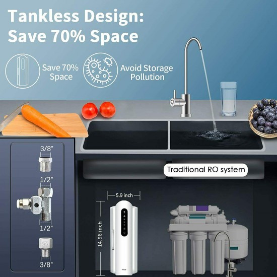 Reverse Osmosis Water Filtration System, Tankless 400GPD High Flow RO Water Filt