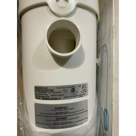 Saniflo 081 0.5 HP 120 V SaniAccess 2 Waste Macerating Pump