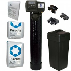 Complete 1.5 Cu Ft 48k Purolite C100EFM Fine Mesh Iron Water Softener with Fleck