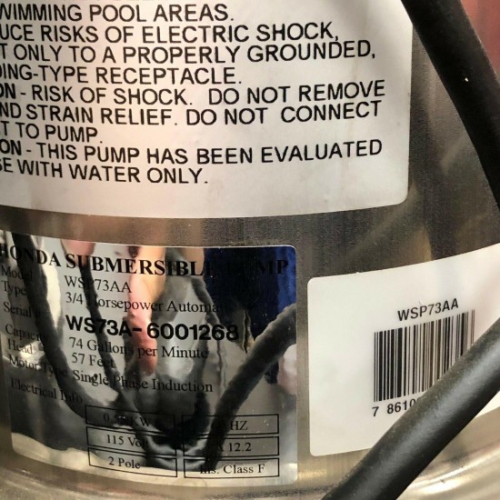 HONDA SUBMERSIBLE WATER PUMP - WSP73AA