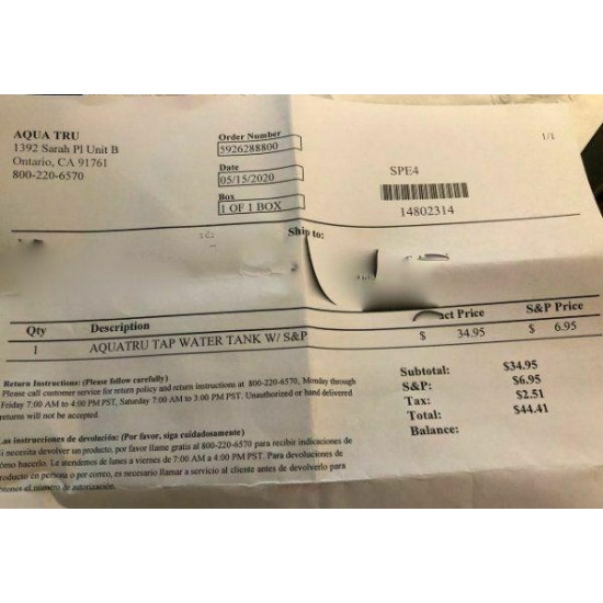 AQUA TRU Countertop Water Filtration Purification System NEW