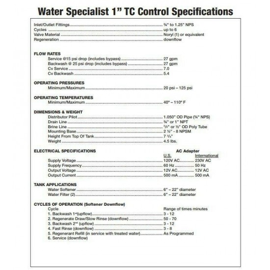 Clack WS1TC Filter Control Valve For Backwash Filtration System