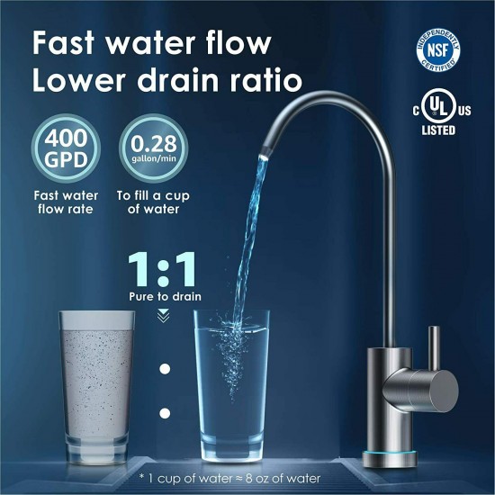 Reverse Osmosis Drinking Water Filtration System Tankless 400 GPD RO Waterdrop