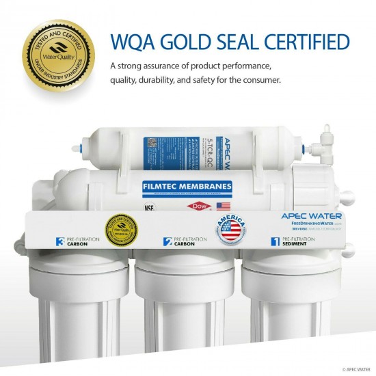 APEC 5 Stage 90GPD High Flow Certified Reverse Osmosis Water Filter System RO-90