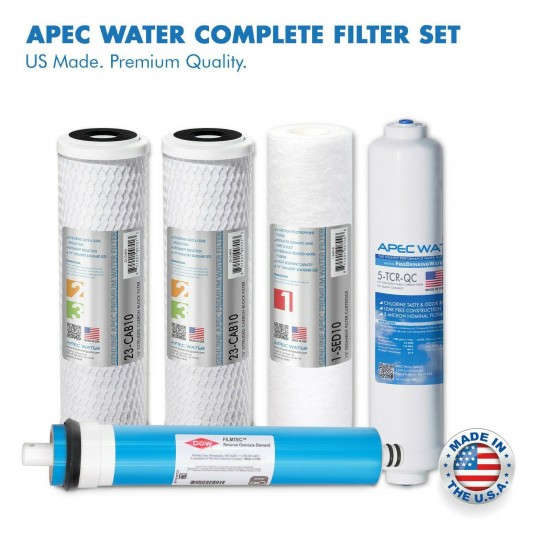 APEC 5 Stage 45 GPD Reverse Osmosis Water Filter System For Low Pressure RO-PUMP
