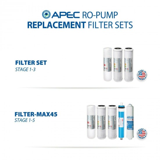 APEC 5 Stage 45 GPD Reverse Osmosis Water Filter System For Low Pressure RO-PUMP