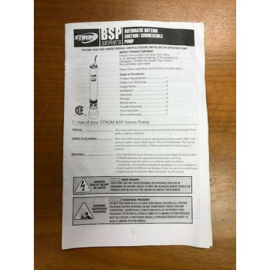 Strom 4 Inch Automatic Bottom Suction Cistern Pump - 25GPM, 3/4HP, 115V, 60Hz