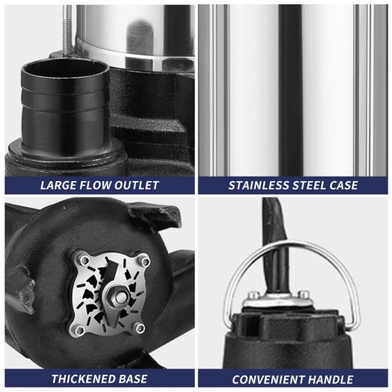 1.5HP Water Pump Submersible Flooding Swimming Pool 2645GPH Emergency Draining