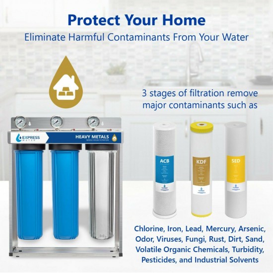 Whole House Heavy Metal Water Filter – 3 Stage Home Water Filtration System
