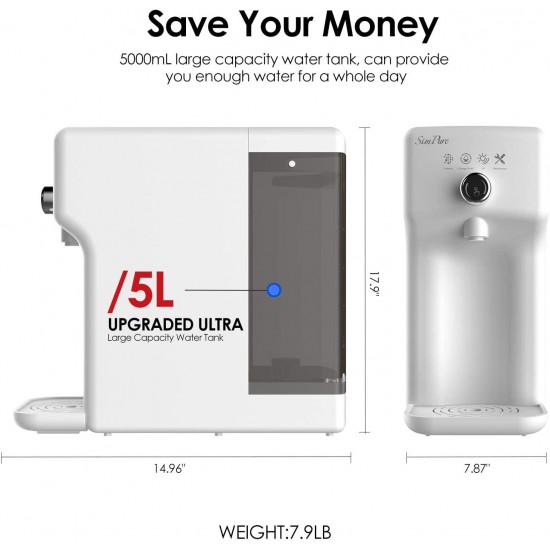 Countertop Self Cleaning Bottleless Cooler Dispenser Hot & Cold Water Filter NSF