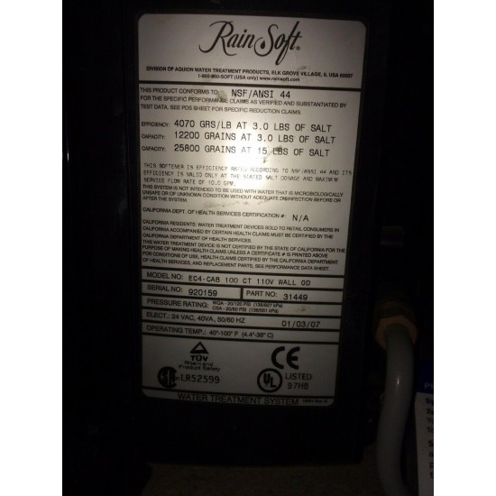 RainSoft GOLD Series Water Treatment / Softening system/whole house system.