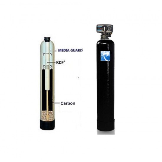 Whole House Carbon Water Filtration System + KDF 85 Iron Filter 2 CuFt 12x52