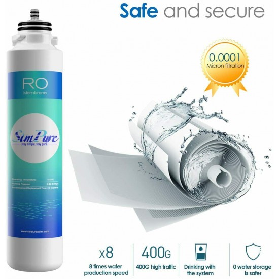 SimPure Reverse Osmosis Water Filtration System UV Sterilization Countertop US