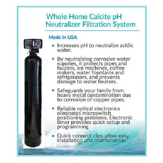 Whole House CALCITE pH ACID NEUTRALIZING FILTER Automatic Backwash Valve 12