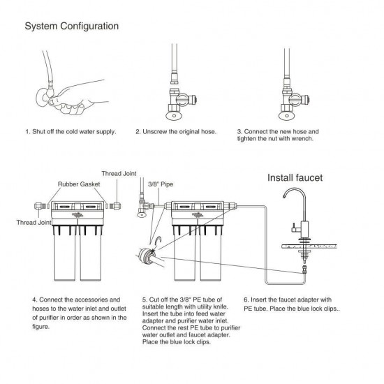 Reverse Osmosis Water Filtration Filter System Under Sink/Countertop/Whole House