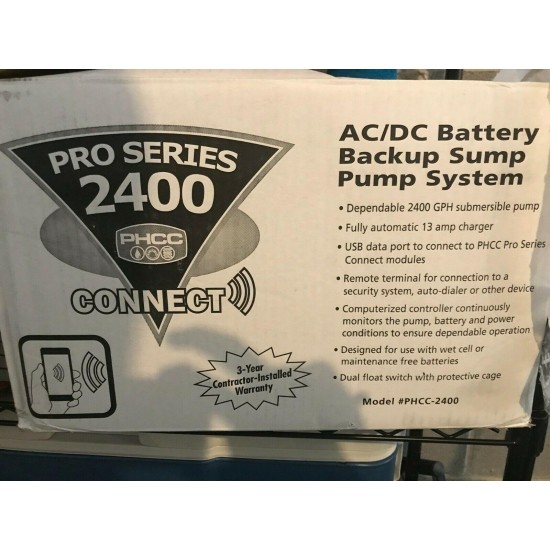 PHCC PRO SERIES PHCC-2400 Battery Backup Sump Pump, High Capacity
