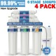 4 Pack 6-Stage Reverse Osmosis Alkaline Mineral Water Filter System 100GPD