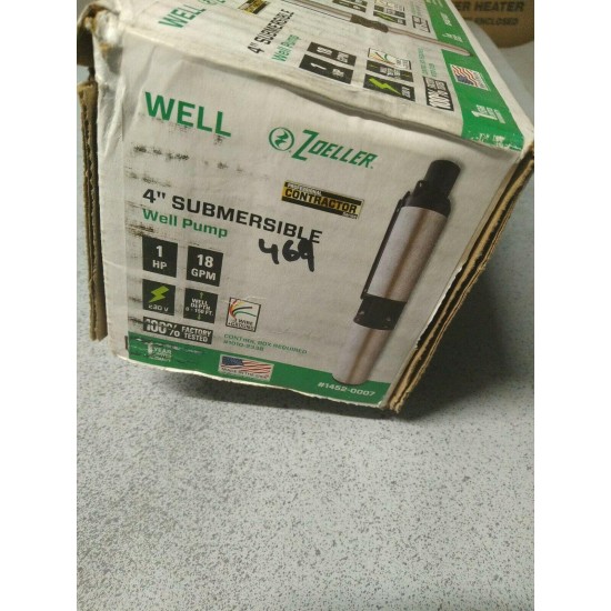 Zoeller 1452-0007 4in Submersible Well Pump 1hp 18 gpm 3 wire plus ground 230v