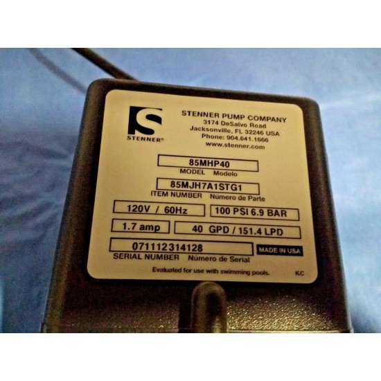 Stenner Single Head Adjustable Output Pump 85MHP40