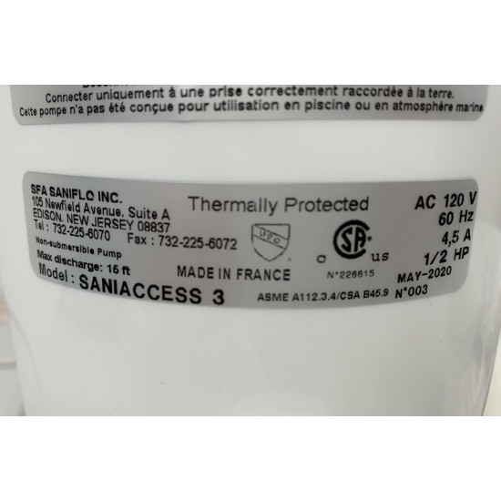 Saniflo White Saniaccess3 Macerating Pump