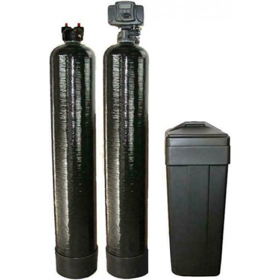 Fleck Water Softener 32K + Upflow Carbon Filtration System | 1 Cubic Ft,  9x48