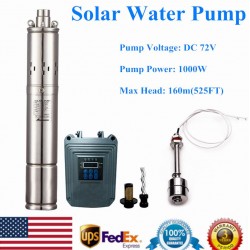Solar Screw Deep Well Submersible Pump 525FT Max Lift Stainless Steel Solar Pump