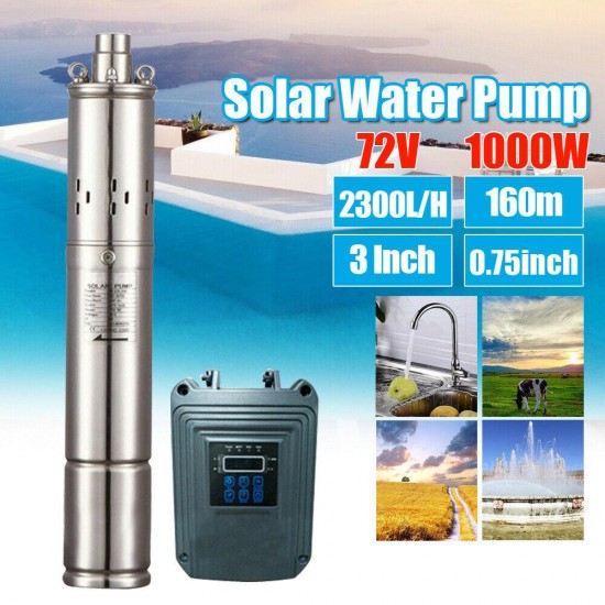 Solar Screw Deep Well Submersible Pump 525FT Max Lift Stainless Steel Solar Pump