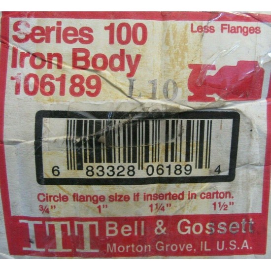 NEW BELL & GOSSETT 106189 CIRCULATOR PUMP SERIES 100-L10