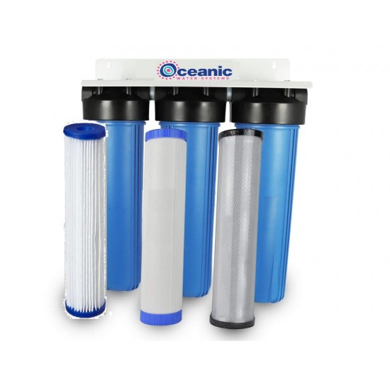 BIG BLUE 20'' Whole House Water Filter System Sediment/Carbon Block/ KDF 55 /GAC
