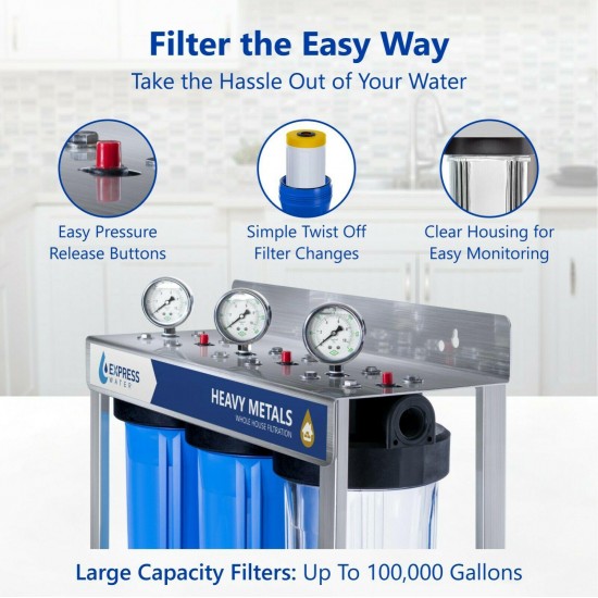 Whole House Water Filter System Carbon KDF Sediment 3 Stage Filtration 4.5