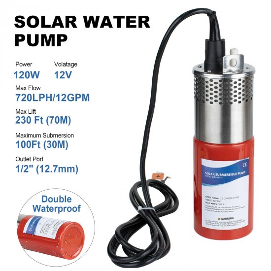 Solar Bore Water Pump Kits:Submersible Deep Well Water Pump &2*100W Solar Panel
