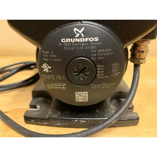Used Grundfos Scala2 Pressure Booster Water Pump 115V Model No. 98562818