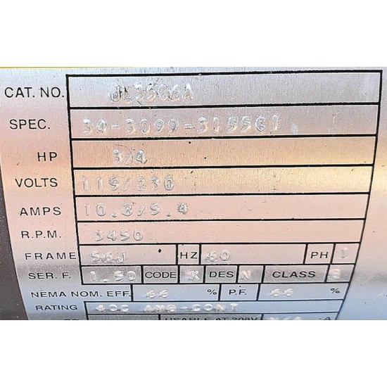 SWEETWATER PENTAIR WATER PUMP BALDOR CA JL3506A 3/4HP MOTOR WATCH VIDEO FREESHIP